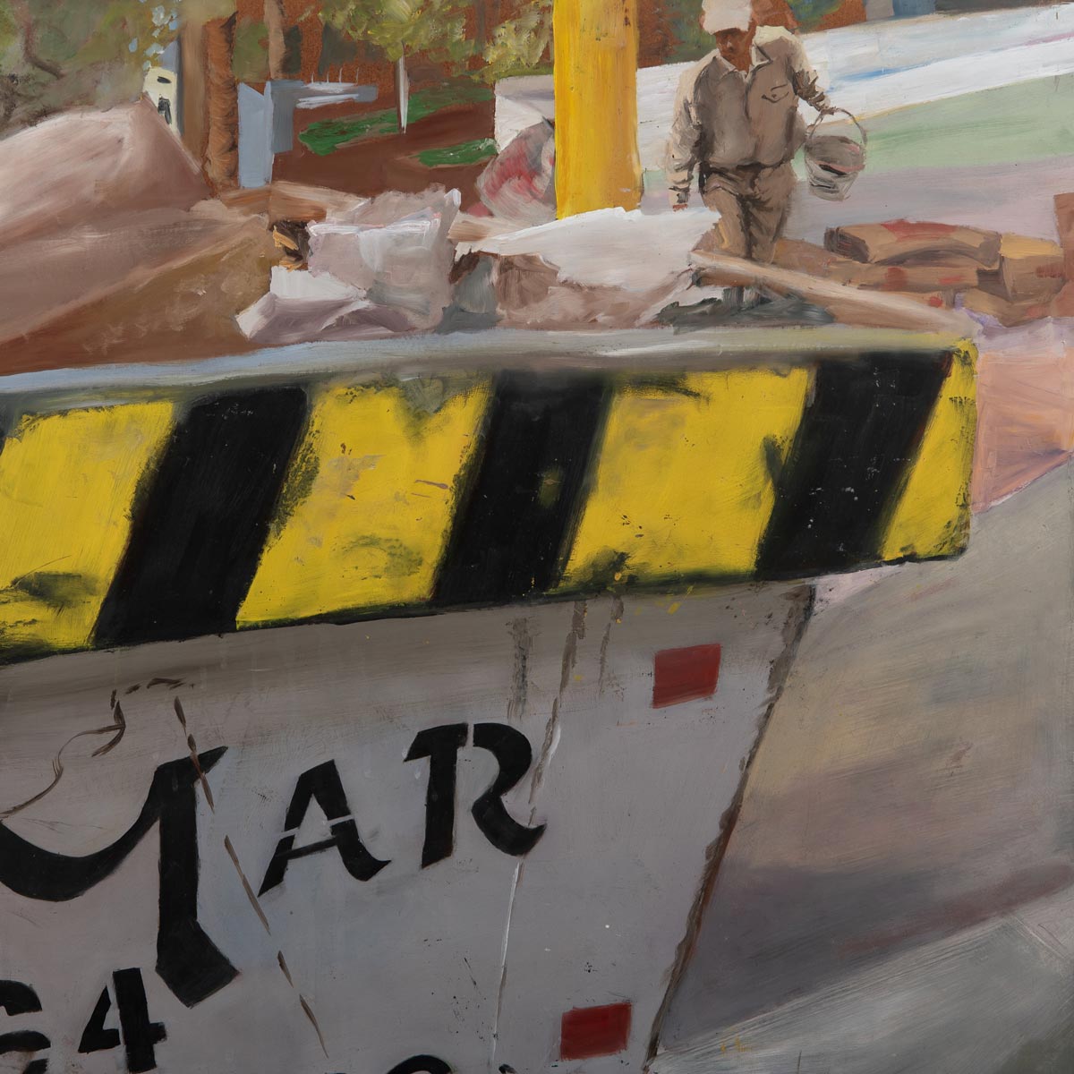 ALBAÑILES II / óleo sobre madera /  61 x 60 cm / Sofía Toribio / 2008 - Córdoba, Argentina / Colección Brondello